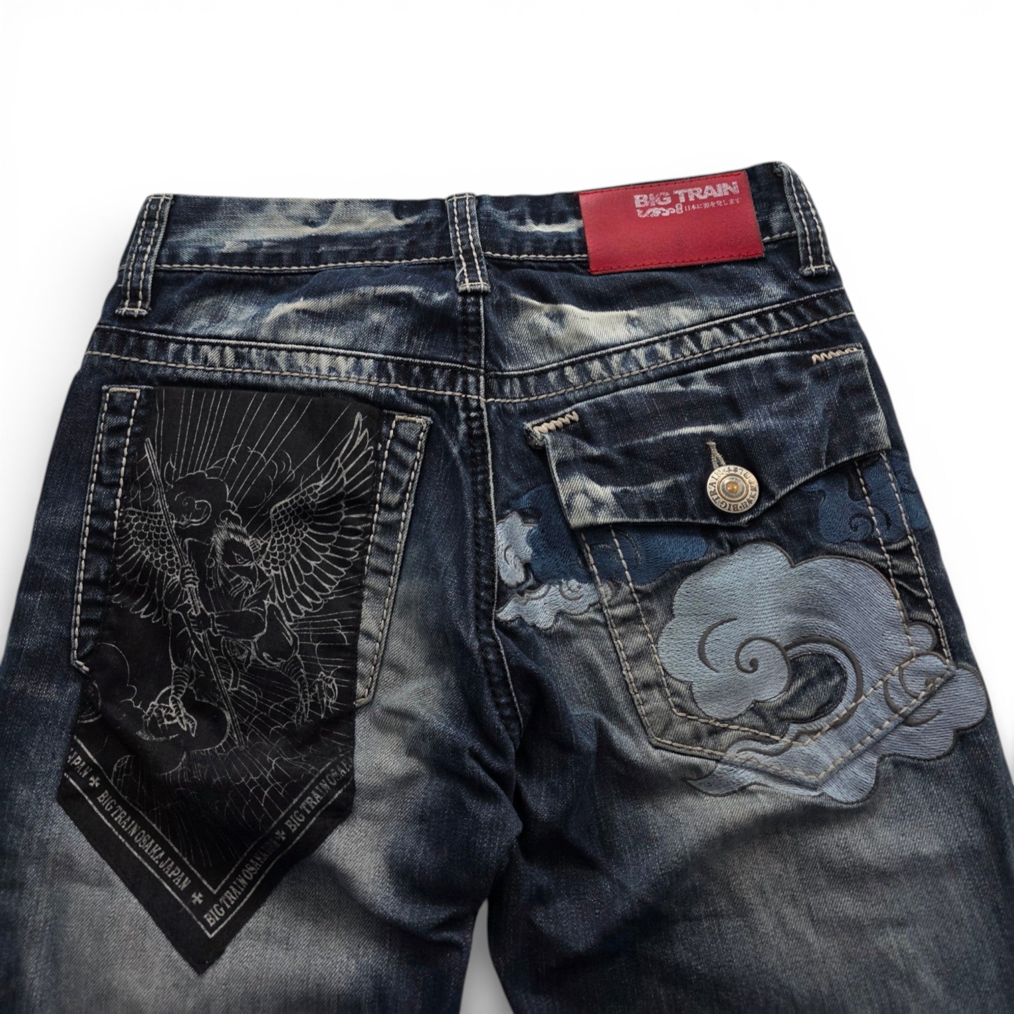 Vintage Japanese Big Train Printed Jeans (XS)