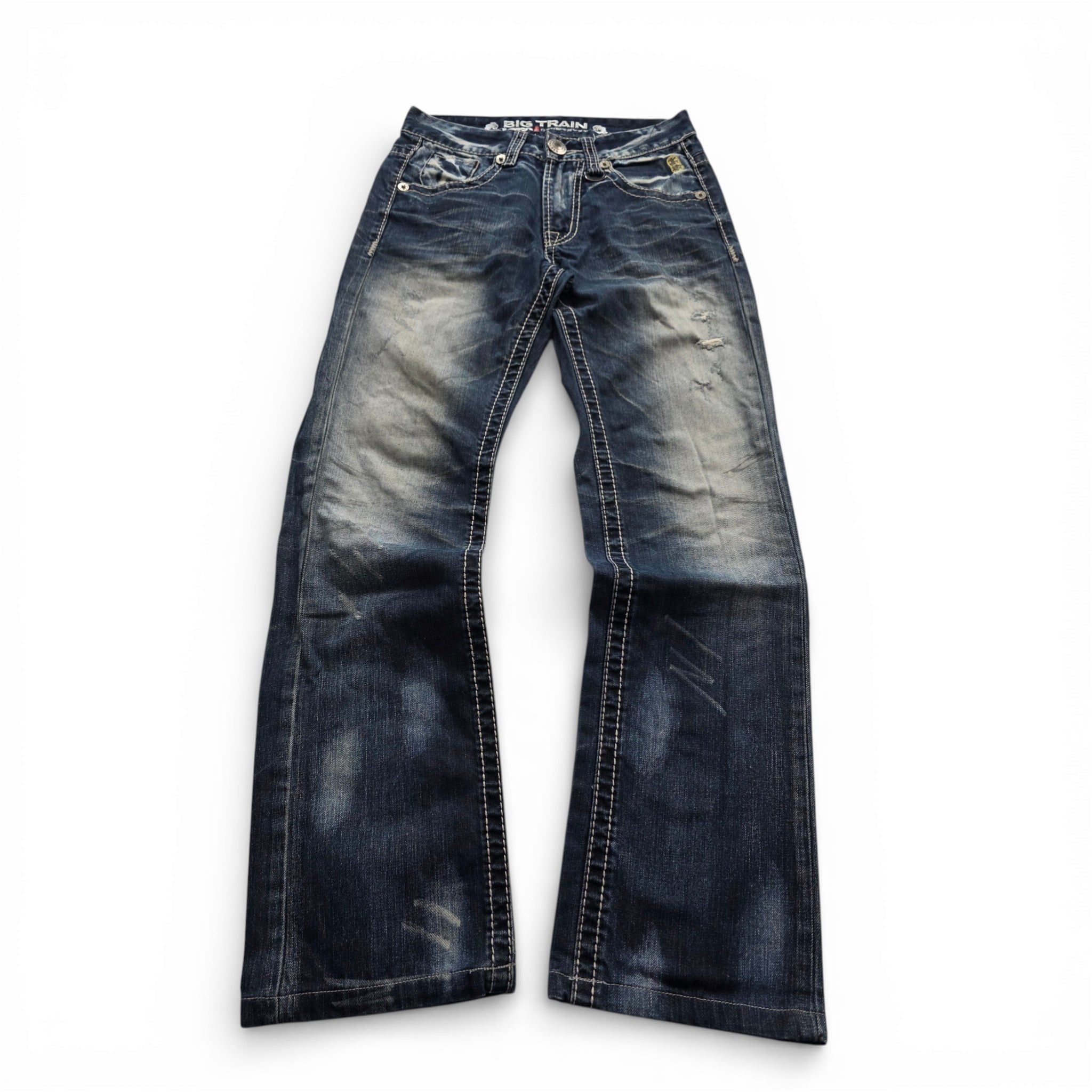 Vintage Japanese Big Train Printed Jeans (XS)