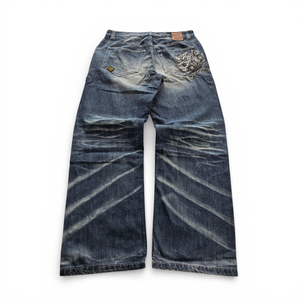 Vintage Japanese Jizo Printed Jeans (L)