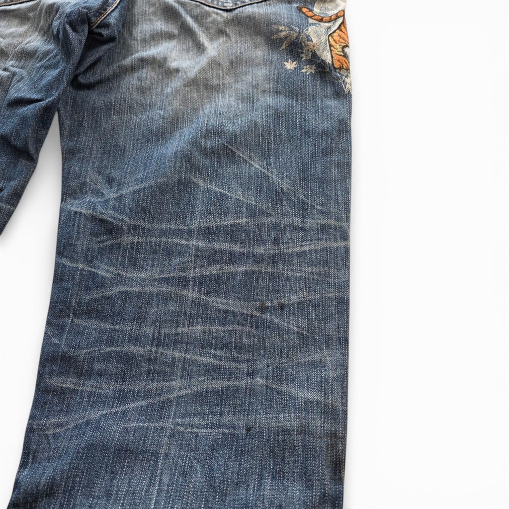 Vintage Japanese Big Train Printed Jeans (L)