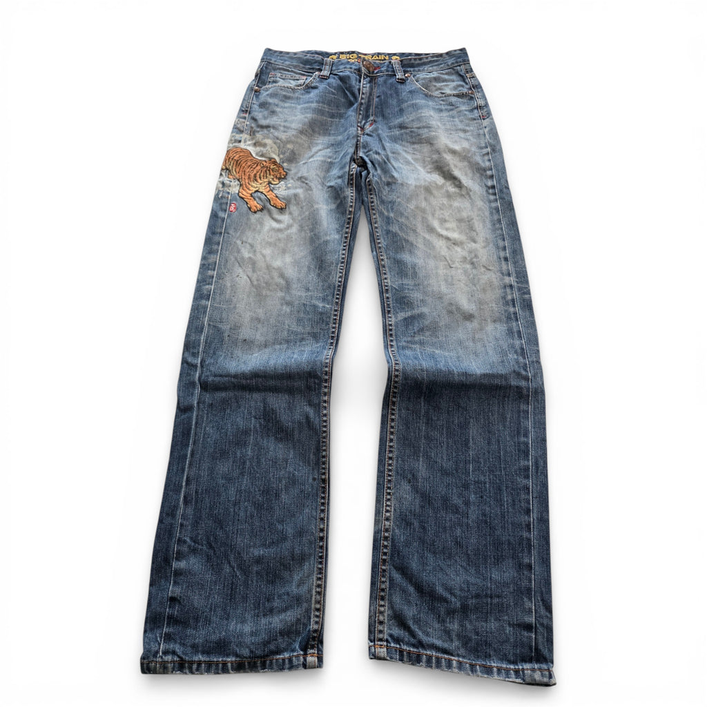 Vintage Japanese Big Train Printed Jeans (L)