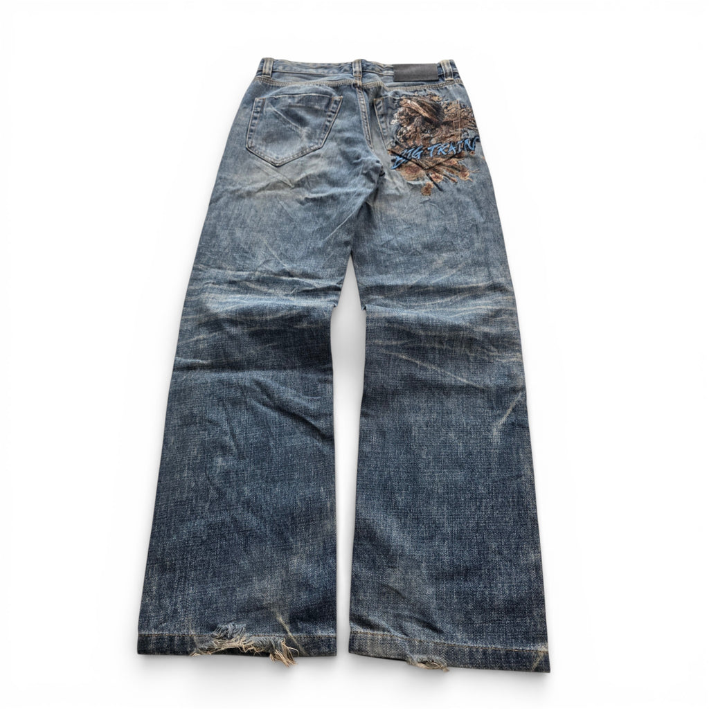 Vintage Japanese Big Train Backprint Jeans (S)
