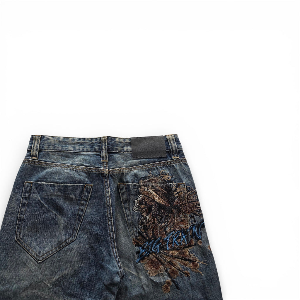 Vintage Japanese Big Train Backprint Jeans (S)