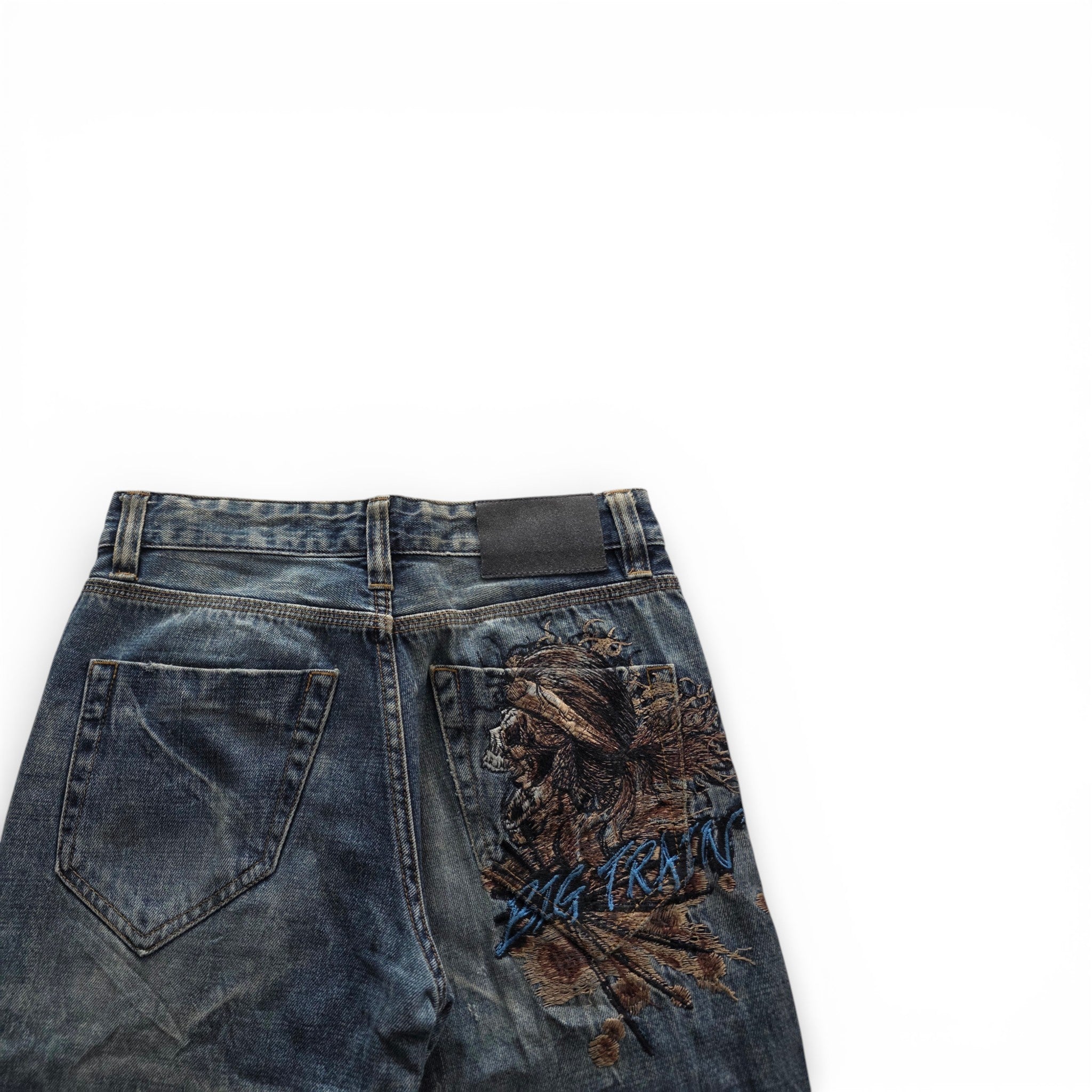 Vintage Japanese Big Train Backprint Jeans (S)