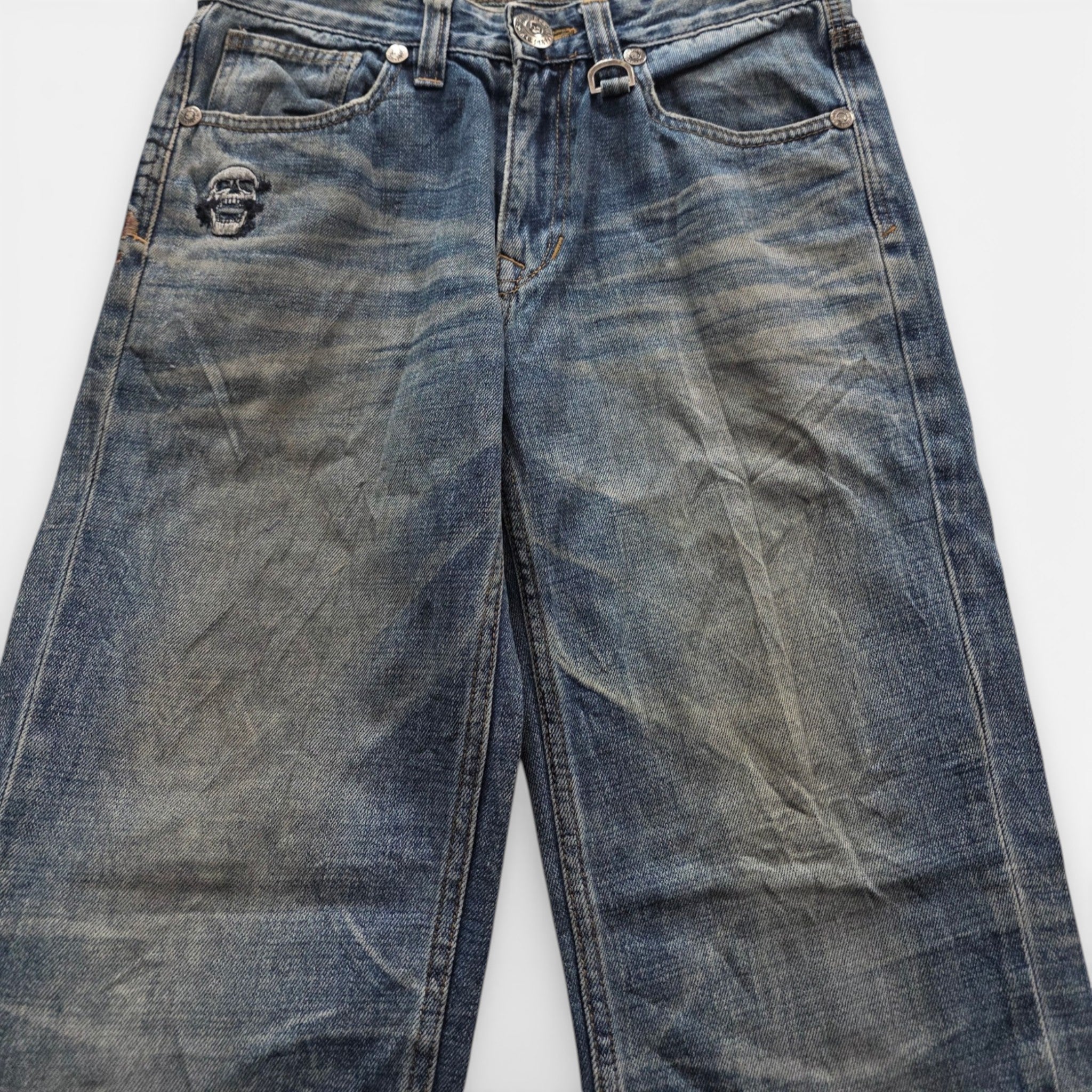 Vintage Japanese Big Train Backprint Jeans (S)