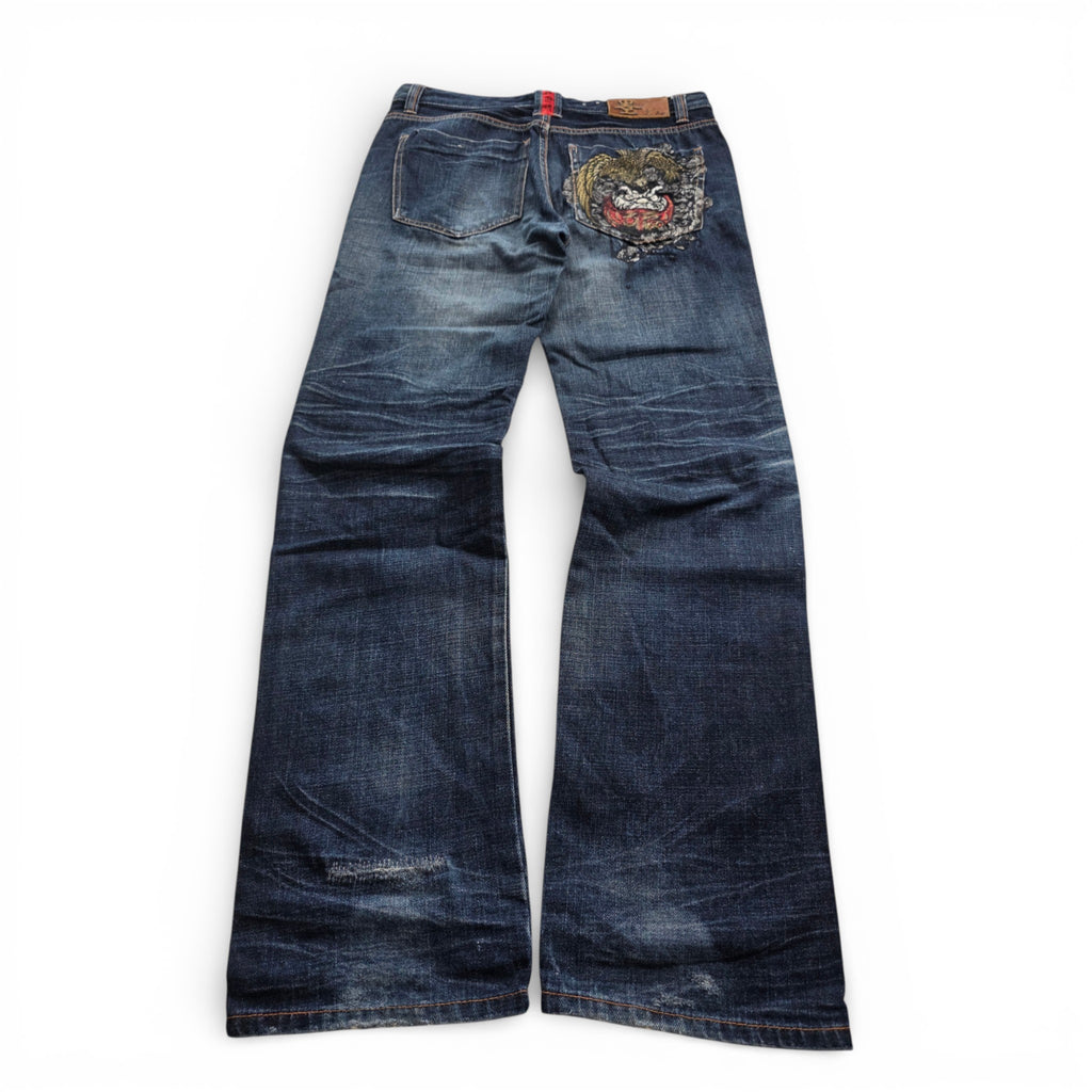 Vintage Japanese Big Train Backprint Jeans (L)
