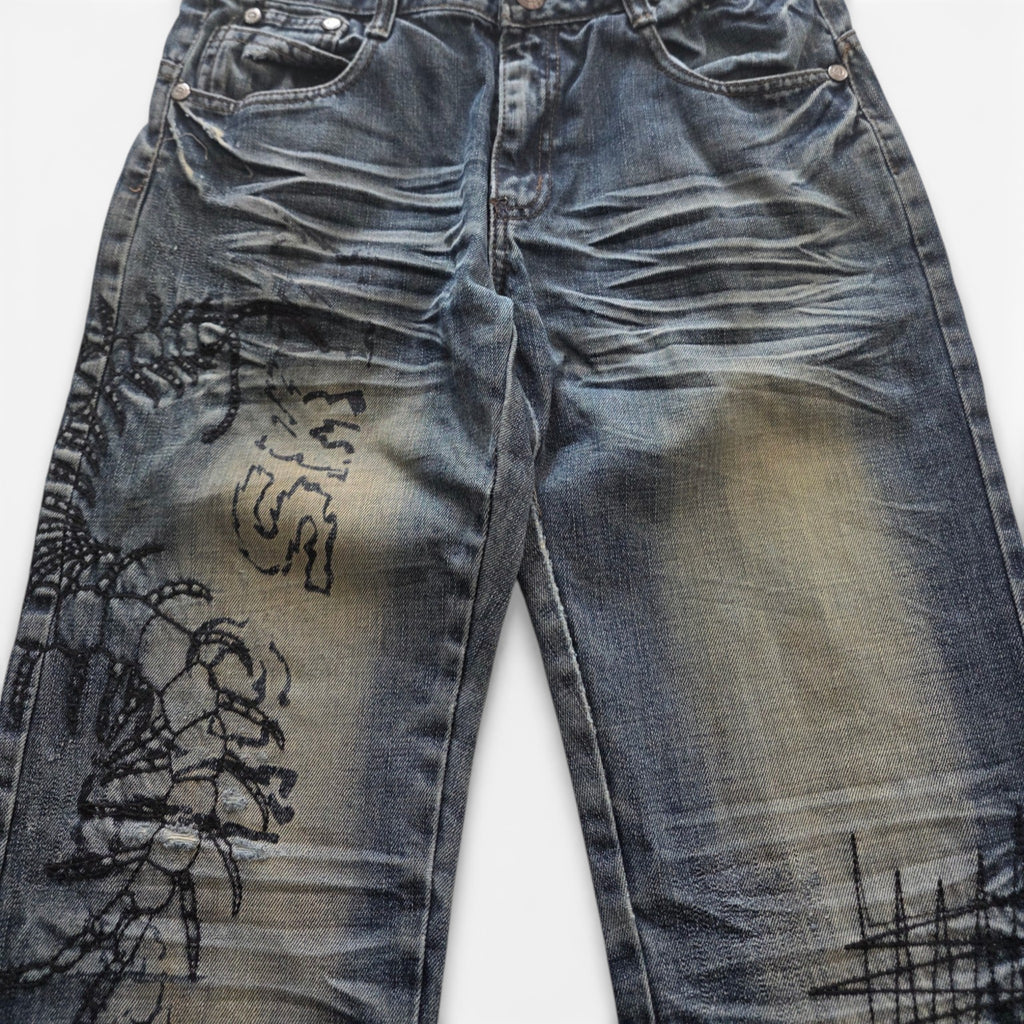 Vintage Japanese Printed Jeans (M)