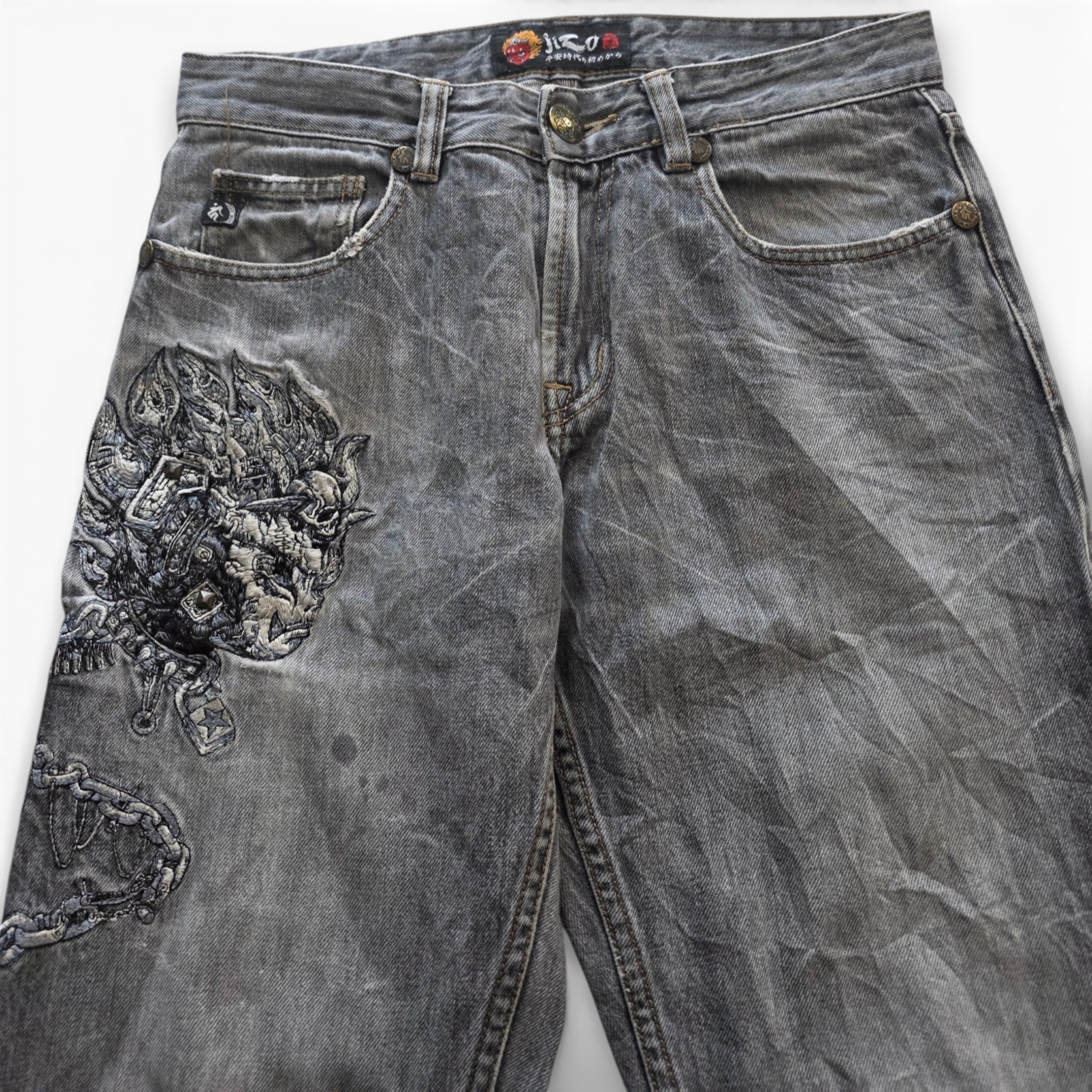 Vintage Japanese Jizo Printed Jeans (M)