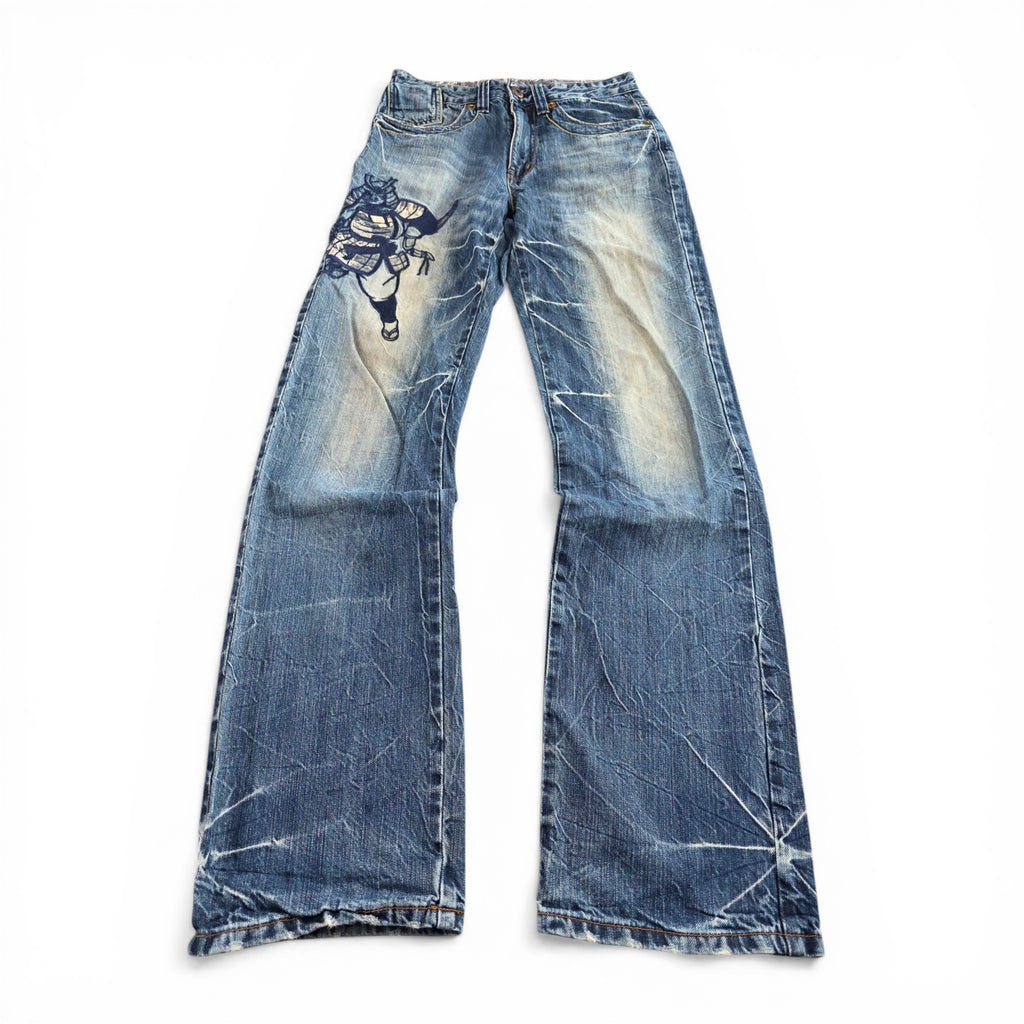 Vintage Japanese Printed Straight Jeans (S)