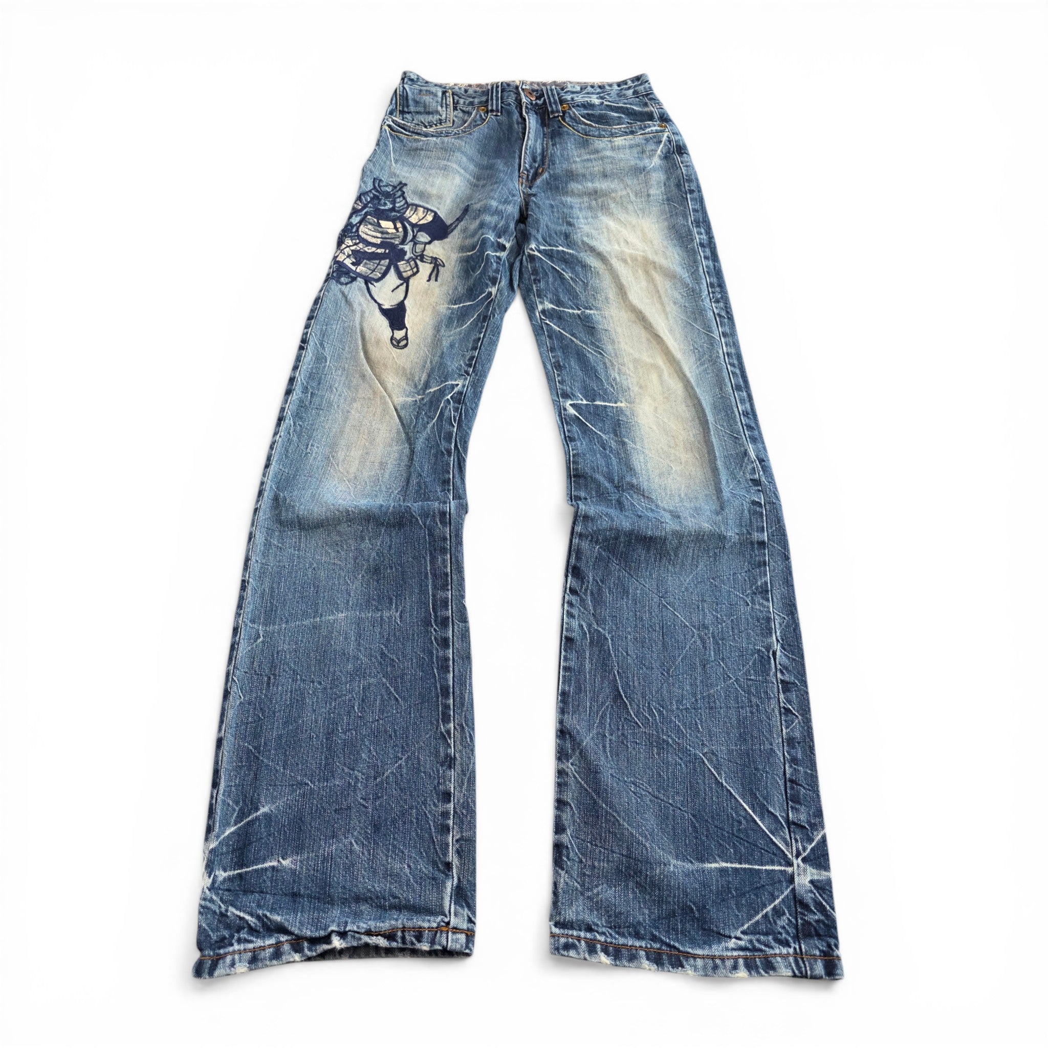 Vintage Japanese Printed Straight Jeans (S)