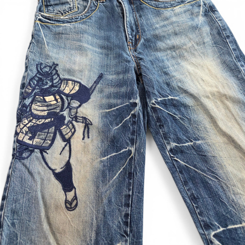Vintage Japanese Printed Straight Jeans (S)