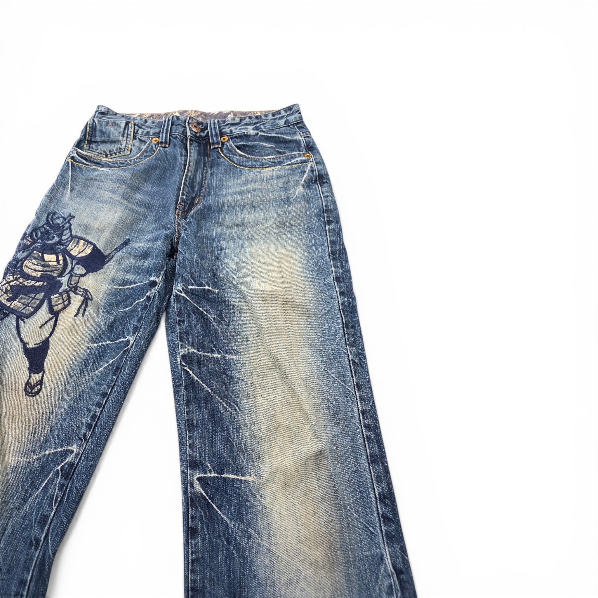 Vintage Japanese Printed Straight Jeans (S)