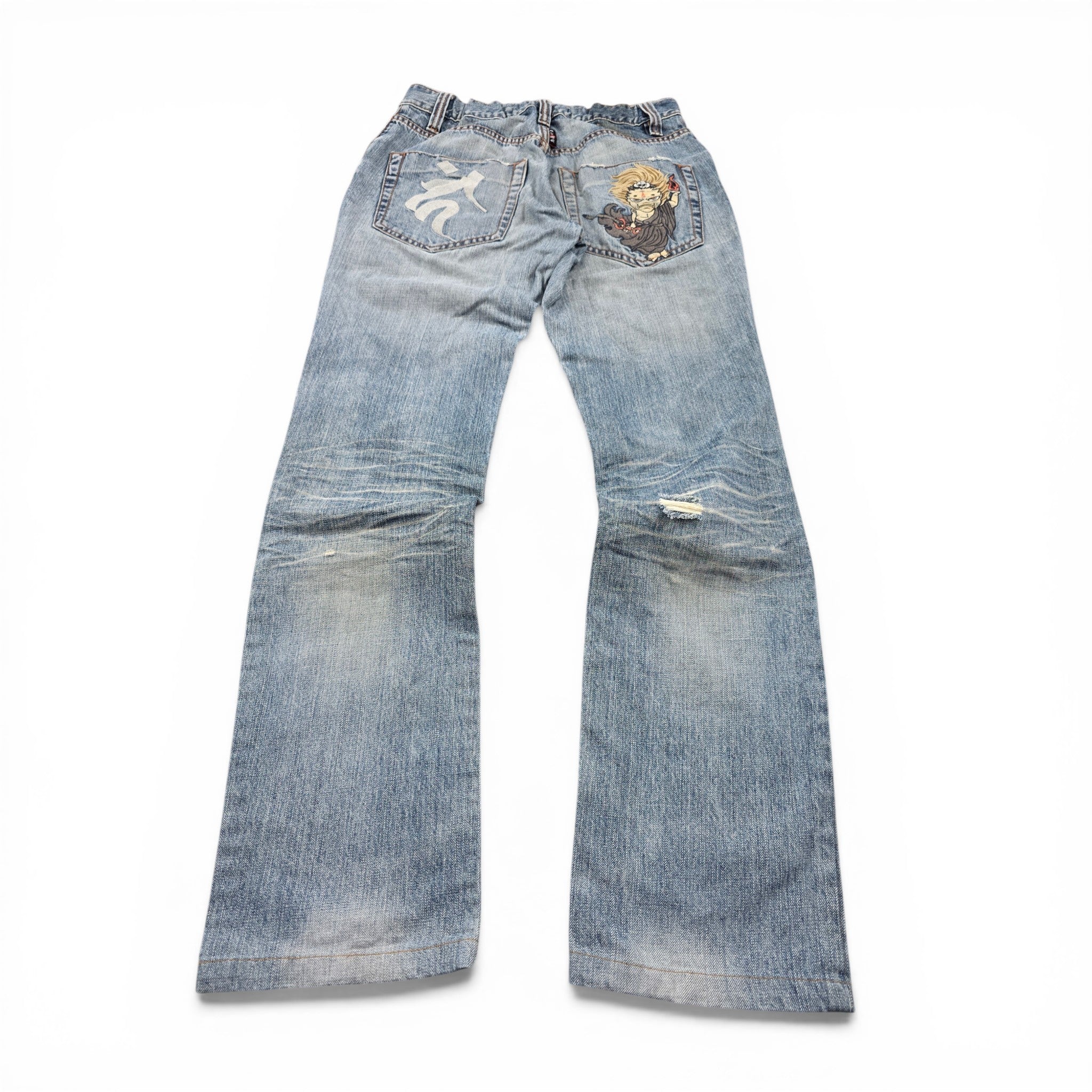 Vintage Japanese Printed Straight Jeans (S)