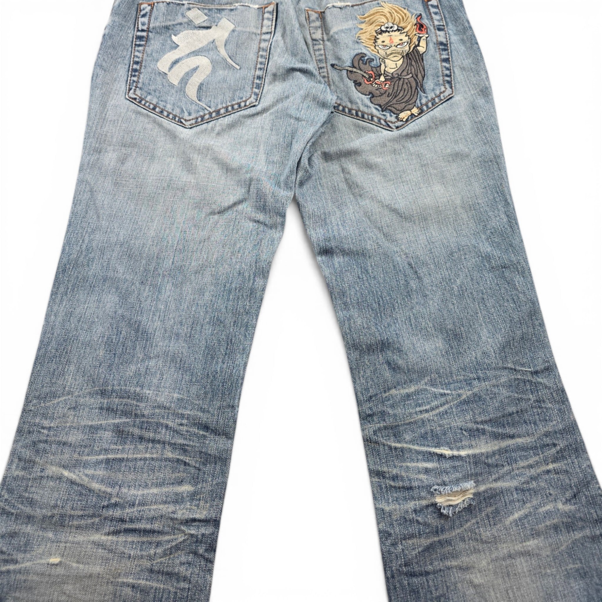 Vintage Japanese Printed Straight Jeans (S)