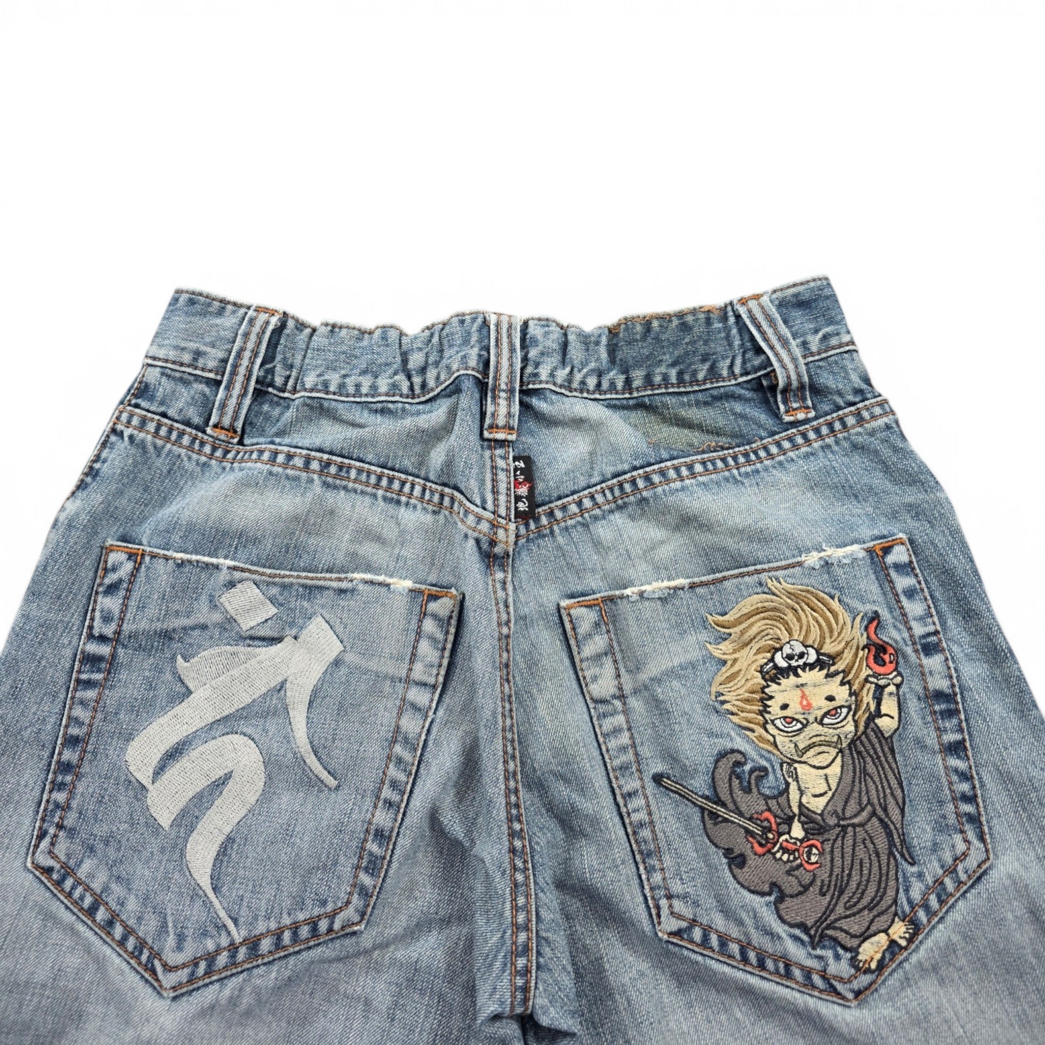 Vintage Japanese Printed Straight Jeans (S)
