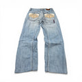Vintage Japanese Big Train Printed Straight Jeans (S)