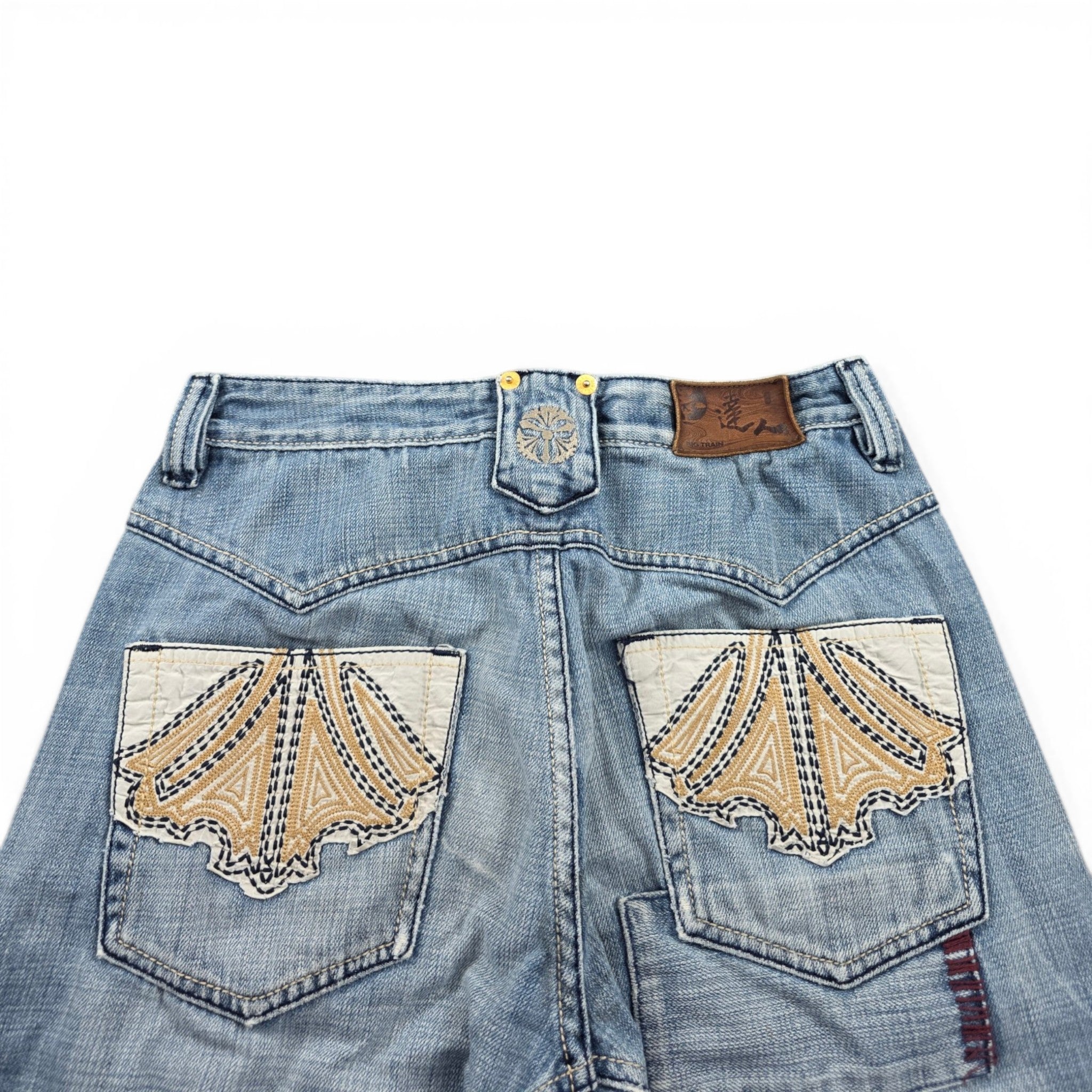 Vintage Japanese Big Train Printed Straight Jeans (S)